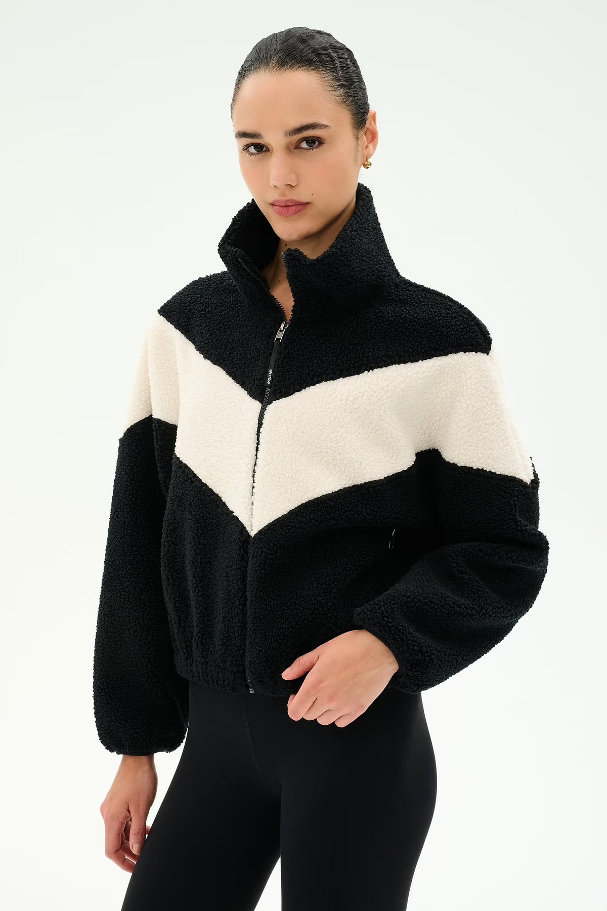 Lottie Sherpa Jacket - Black/Creme