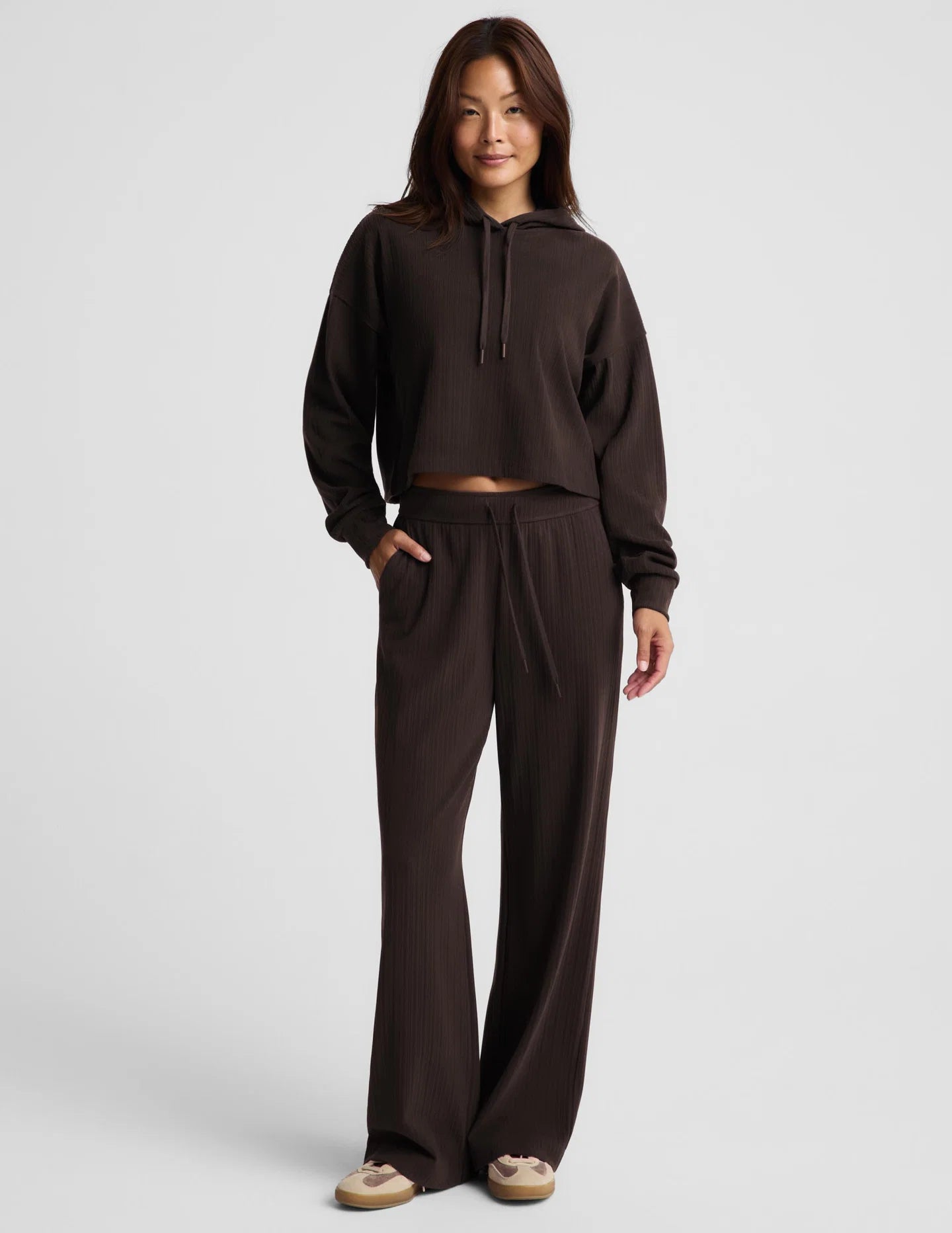 Breathe Easy Hoodie/Wide Leg Pant - Dark Chocolate