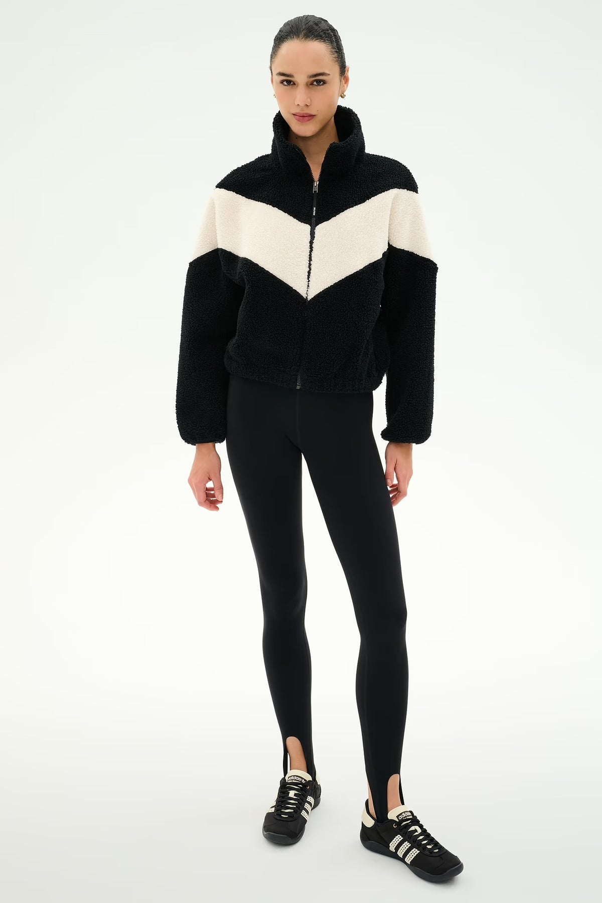 Lottie Sherpa Jacket - Black/Creme