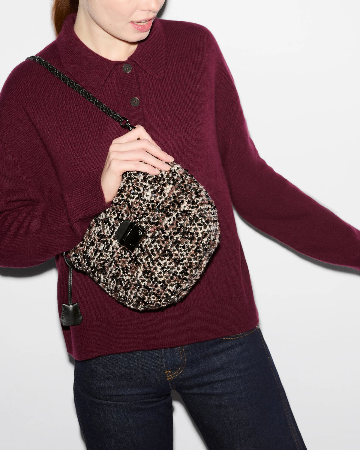Crosby Lock Saddle - Sequin Winter Boucle
