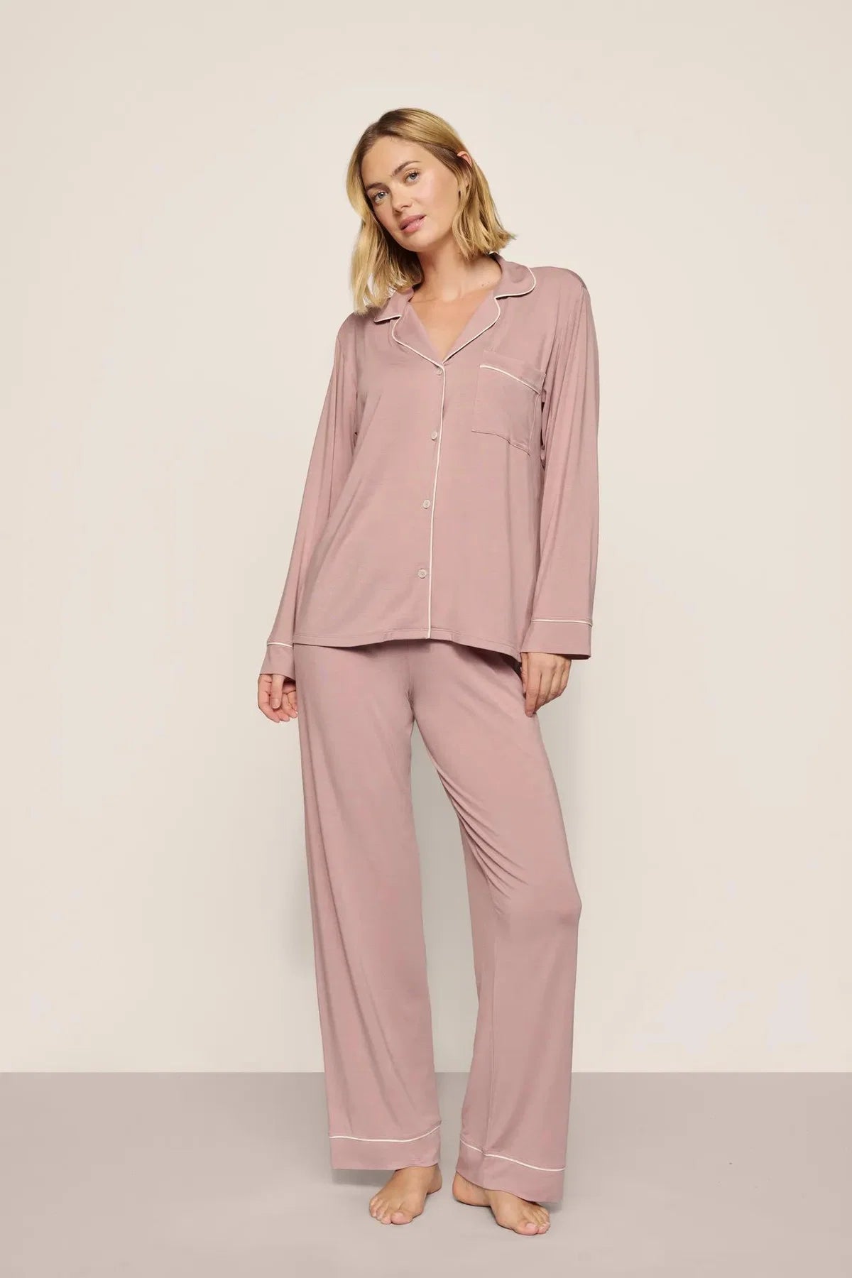 Gisele Long PJ Set - Woodrose/Ivory