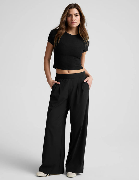 Elasticated Wide Leg Pant - Black