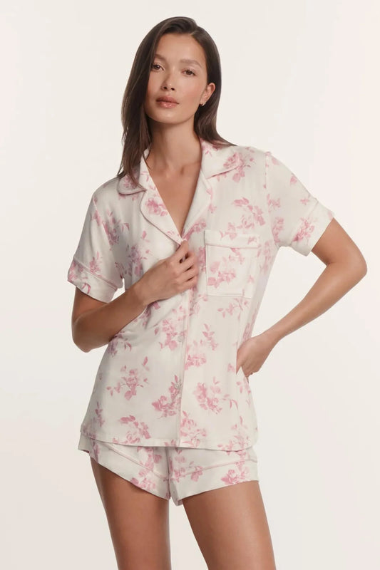 Gisele Printed Relaxed Short PJ Set - Rose Garden Cameo Pink