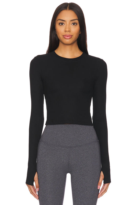 Louise LS Crop Tee - Black