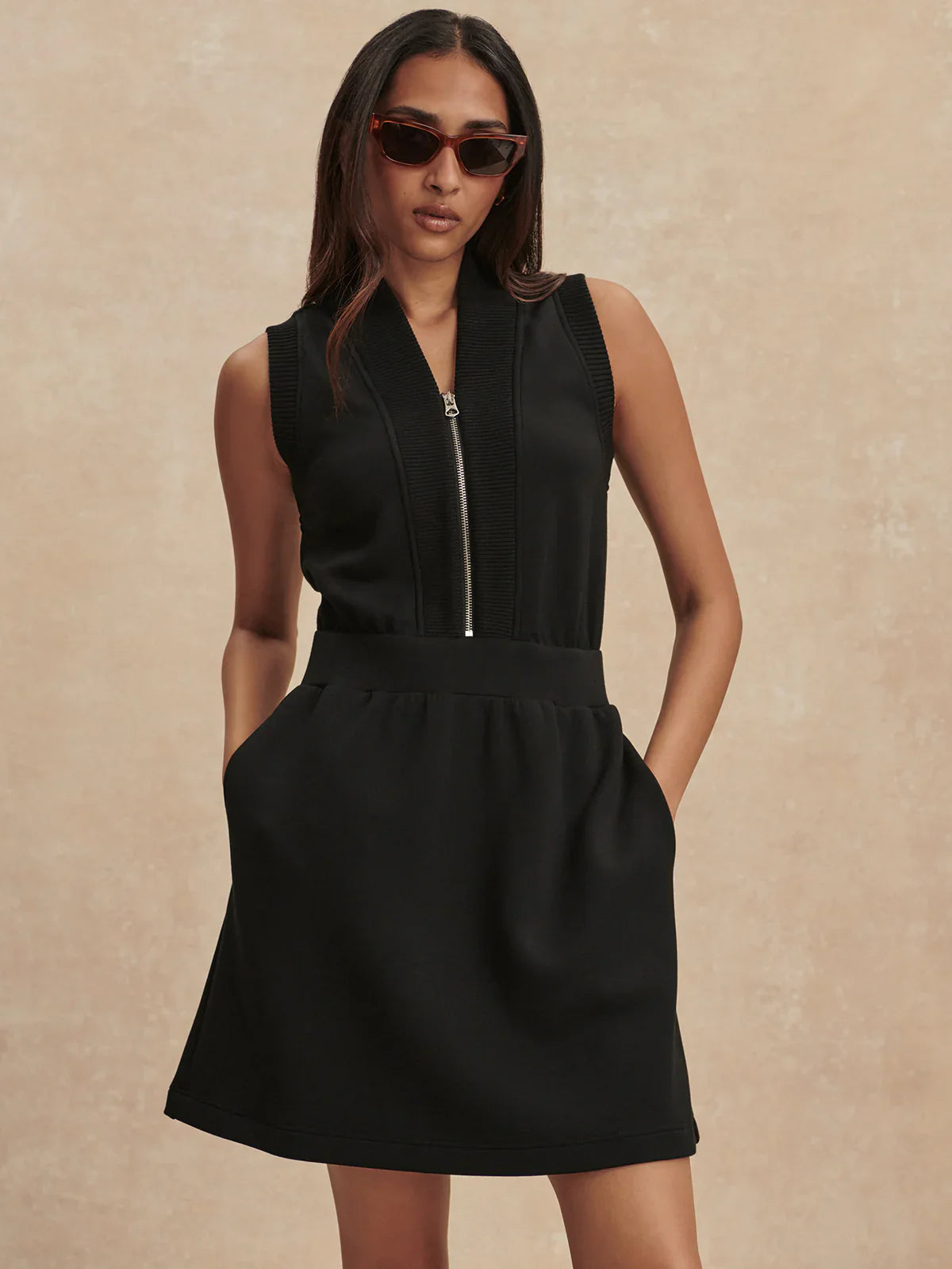 Pollyanna Half Zip Dress - Black