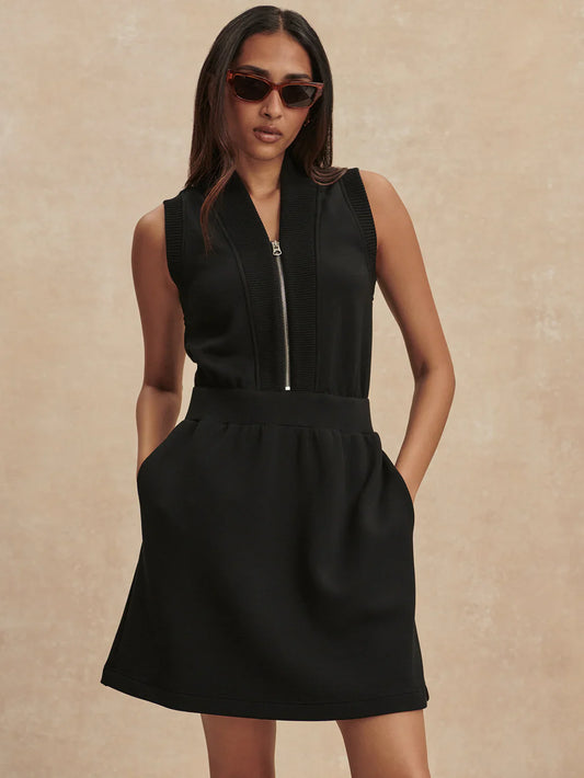 Pollyanna Half Zip Dress - Black