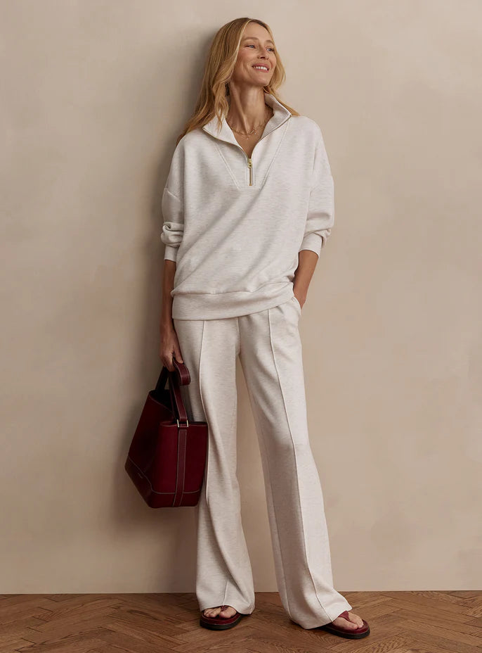 Selene Half Zip/Wide Leg Pant - Ivory Marble