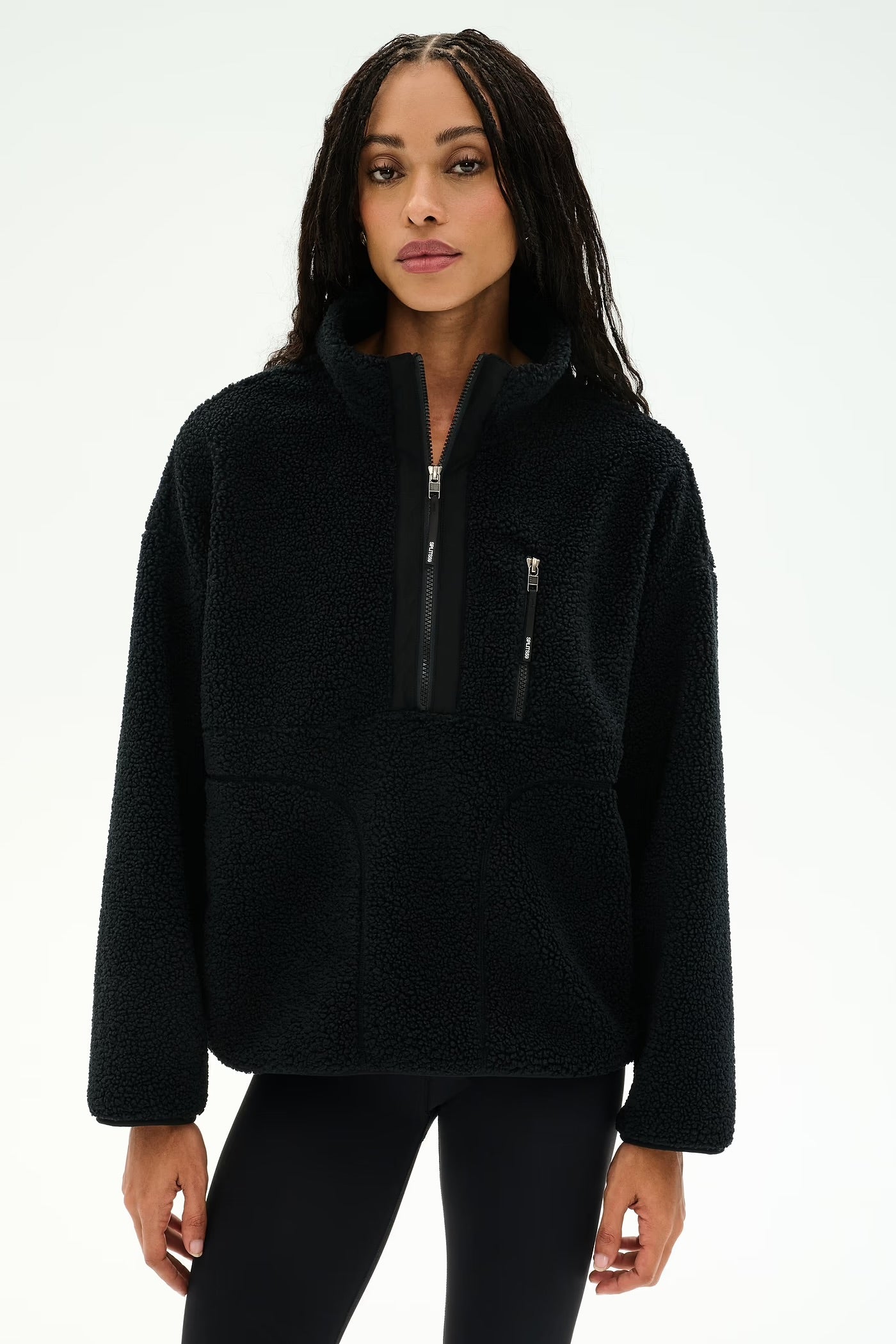 Reese Sherpa Half Zip Pullover - Black