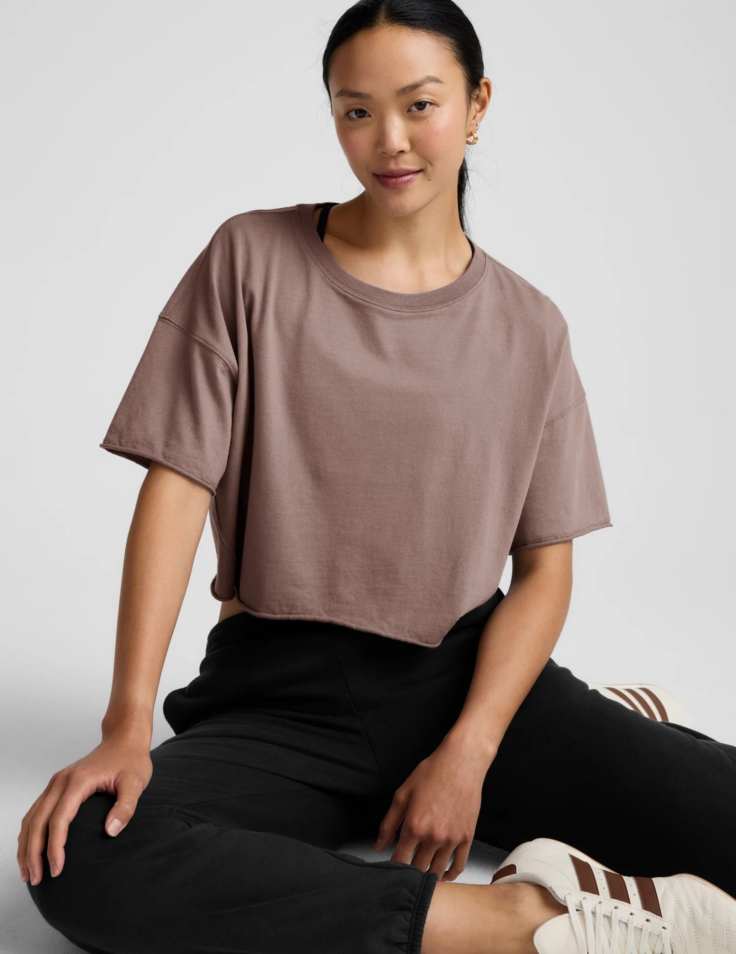 Better Than Ever Cropped Cotton Tee - Rosey Taupe