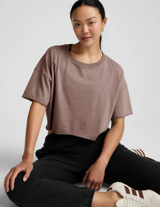 Better Than Ever Cropped Cotton Tee - Rosey Taupe