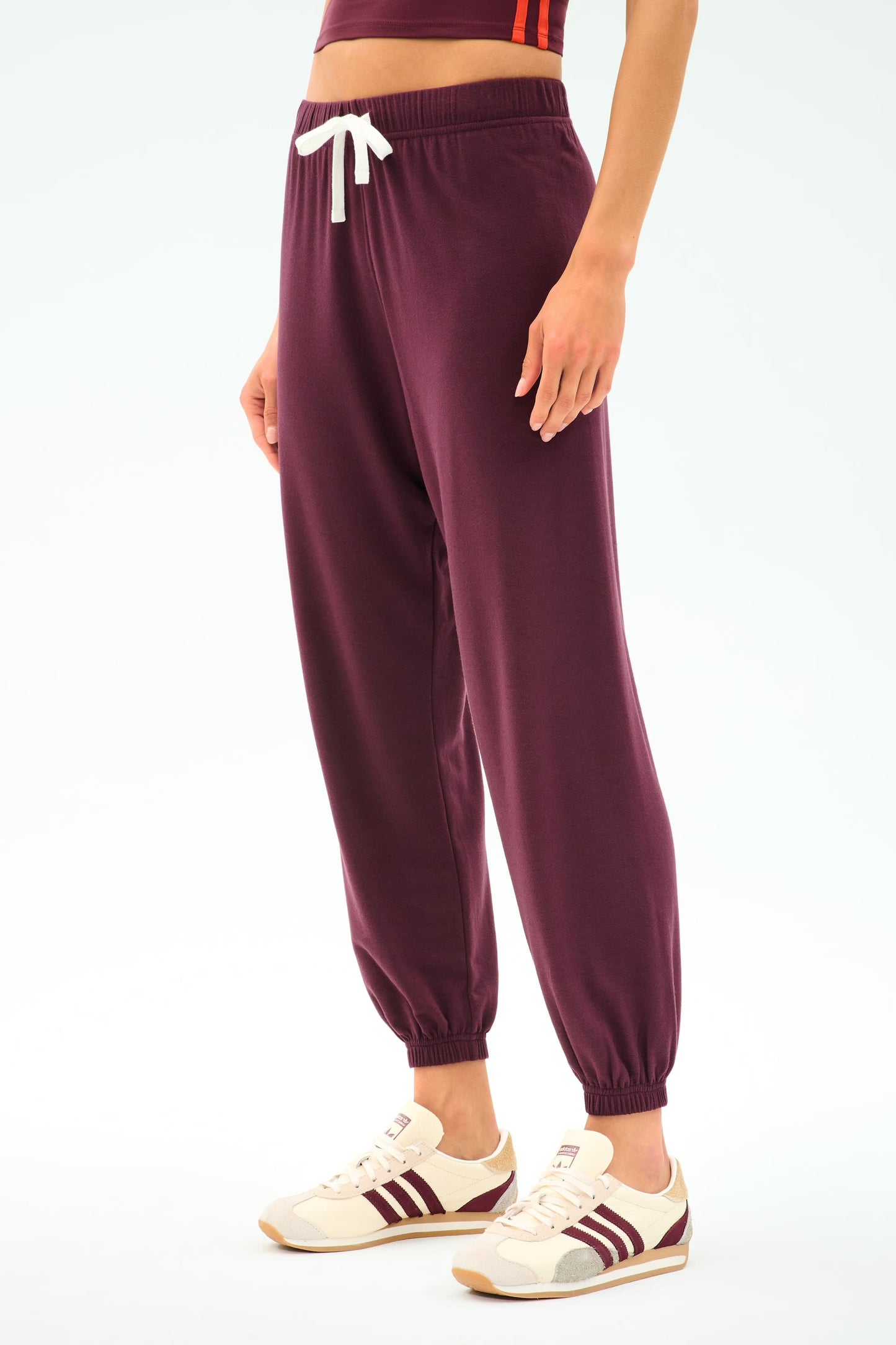 Elvie Polo/Andie Sweatpant - Dark Cherry