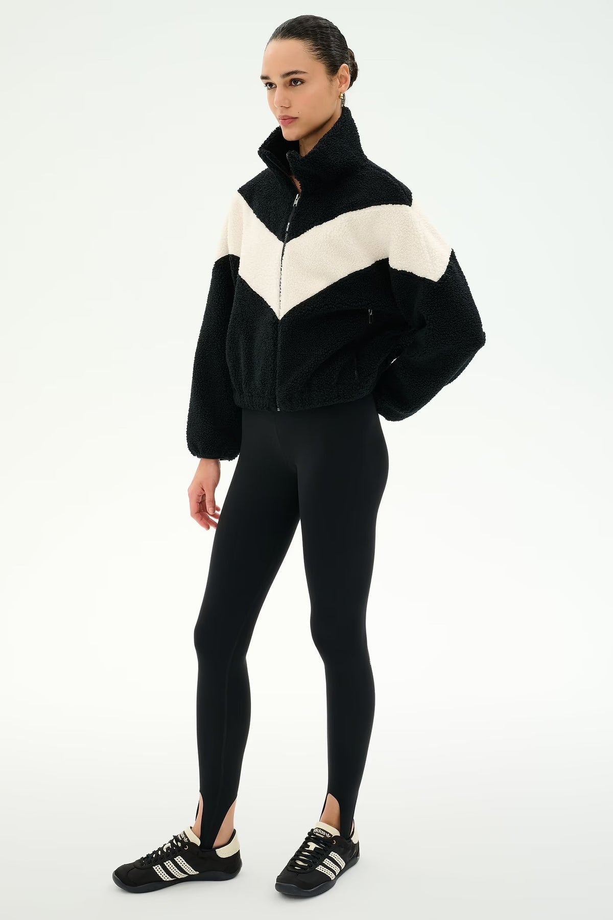 Lottie Sherpa Jacket - Black/Creme