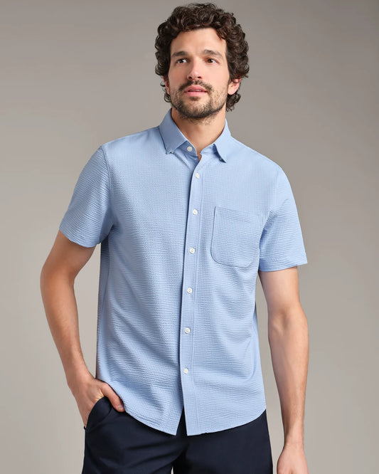 Commuter Seersucker Short Slv - Light Blue