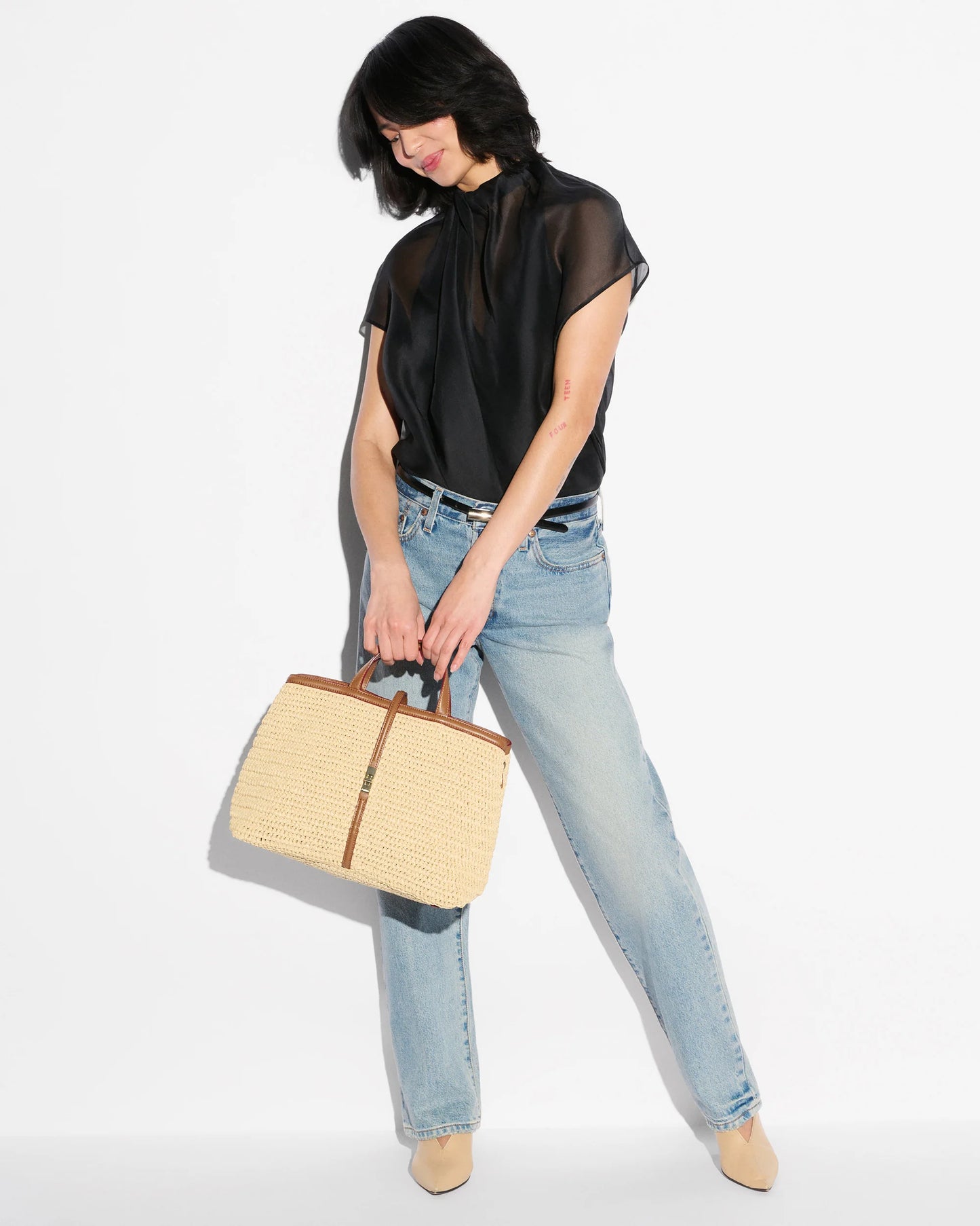 Crochet Astor Top Handle L - Camel