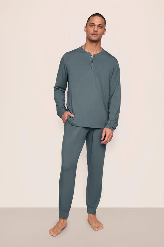 Henry Long PJ Set - Stone Blue