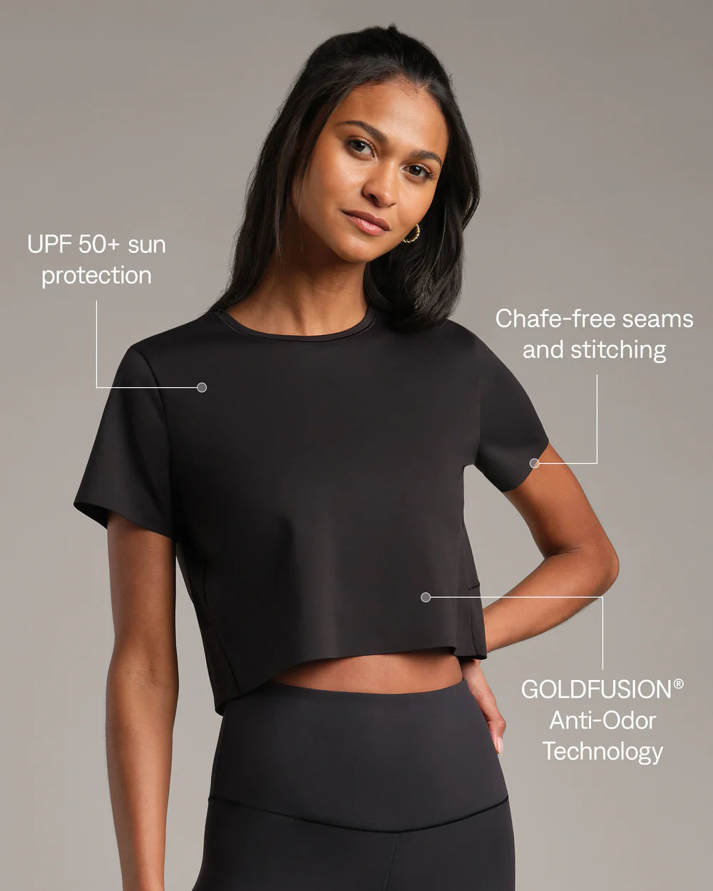Serene Cropped Tee - Black