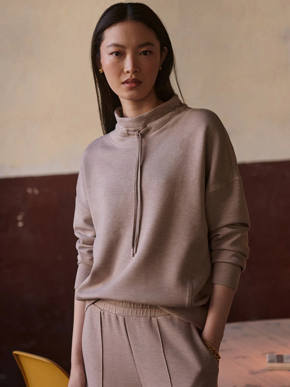 Oakdale Sweat/Wide Leg Pant - Taupe Marble