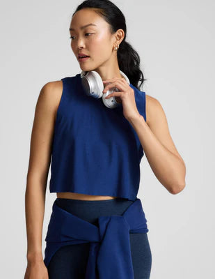 Minimal Cropped Tank - Marine Blue