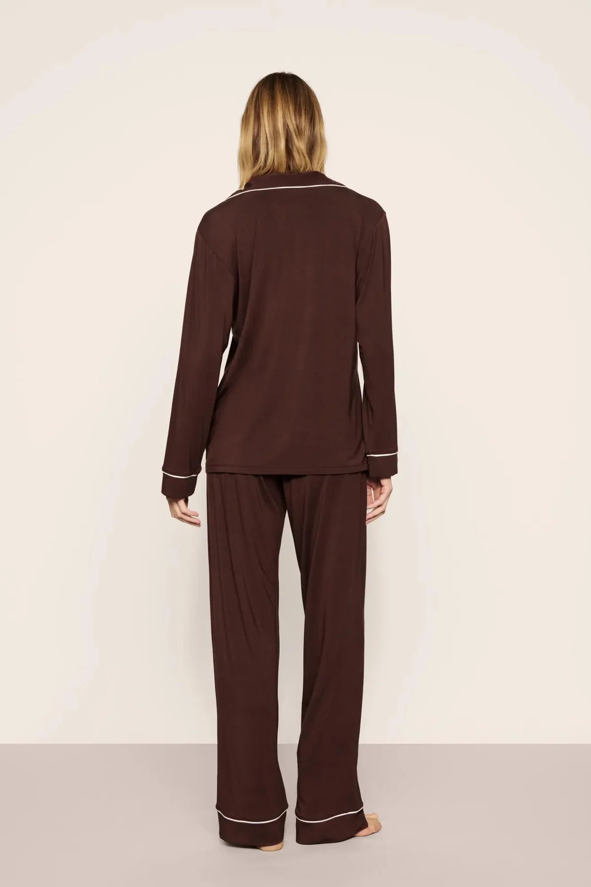 Gisele Long PJ Set - Chocolate/Ivory