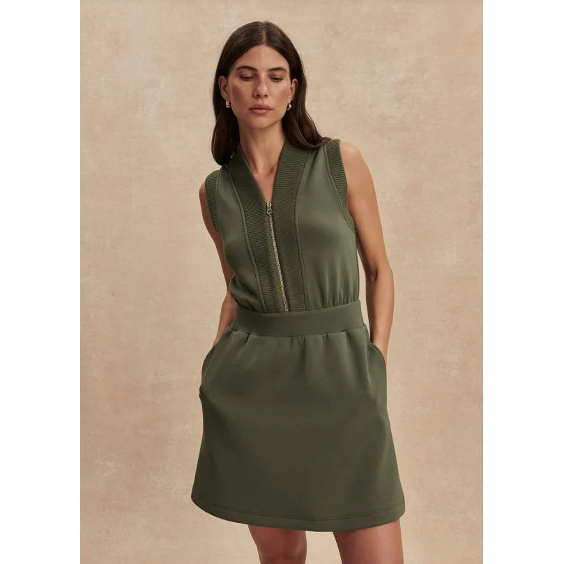 Pollyanna Half Zip Dress - Thyme