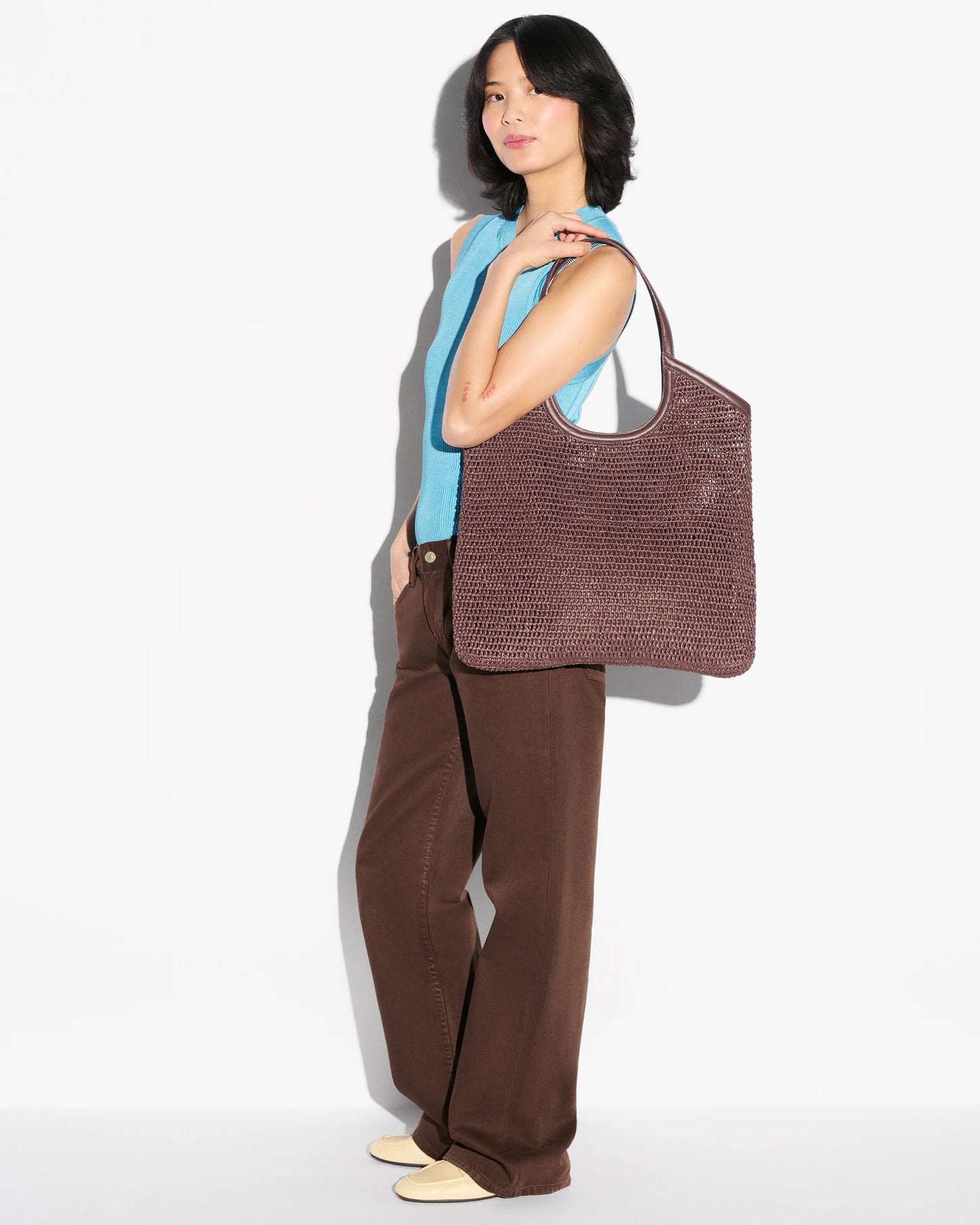 Crochet Georgia Tote L - Brown