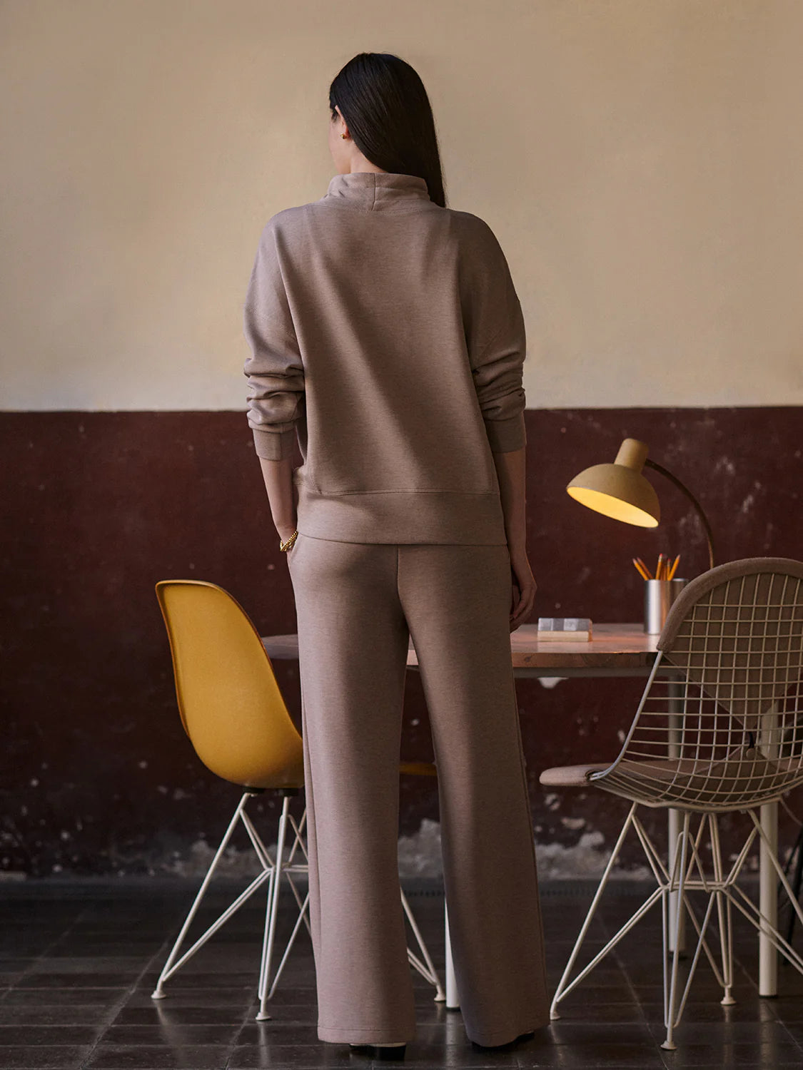 Oakdale Sweat/Wide Leg Pant - Taupe Marble