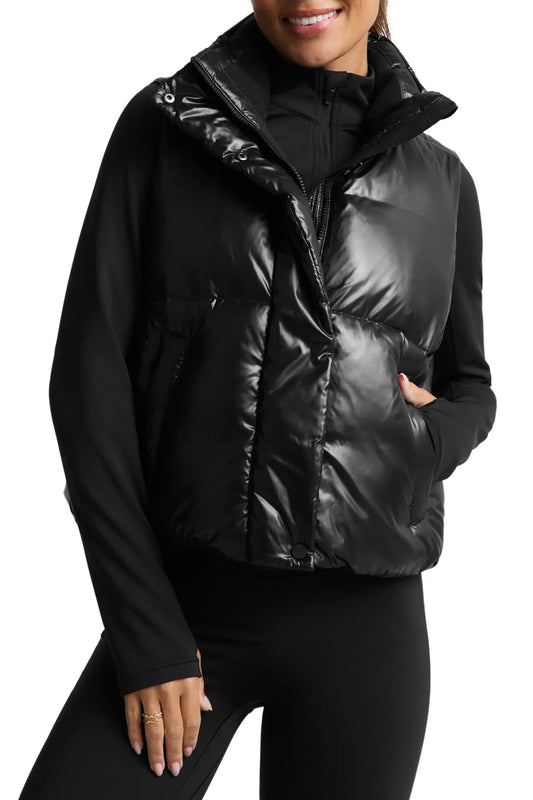 Up for It Puffer Vest - Shine Black