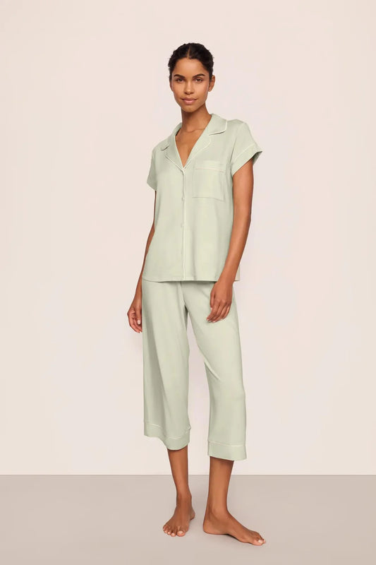 Gisele SS Crop PJ Set - Mint Cream/Ivory