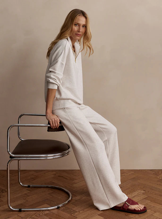 Selene Half Zip/Wide Leg Pant - Ivory Marble
