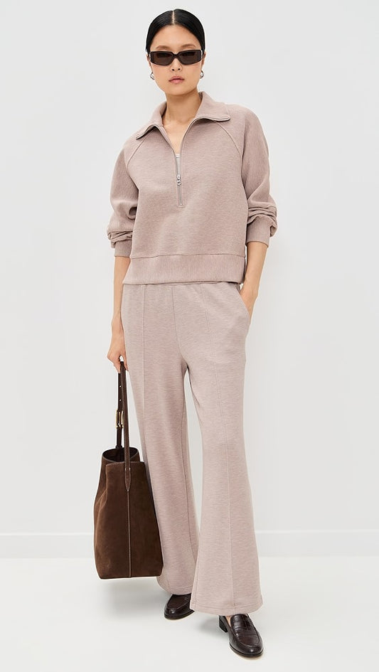 Hawley Half Zip/Wide Leg Pant - Taupe Marble