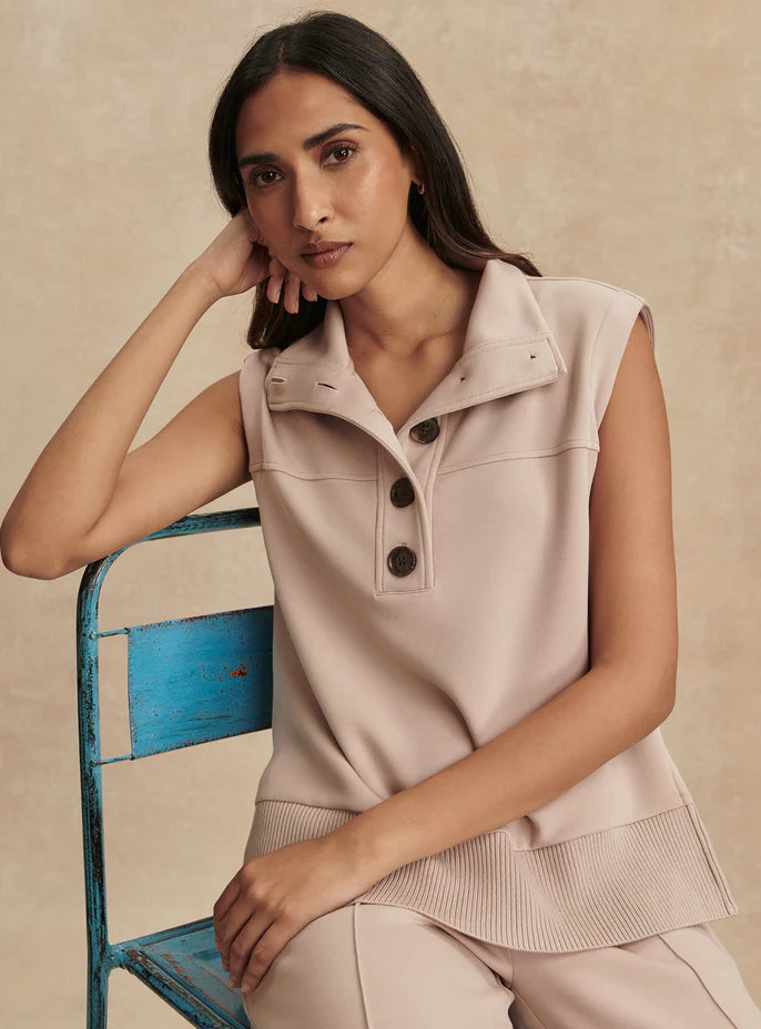 Connal Button Tank/Wide Leg Pant - Mushroom