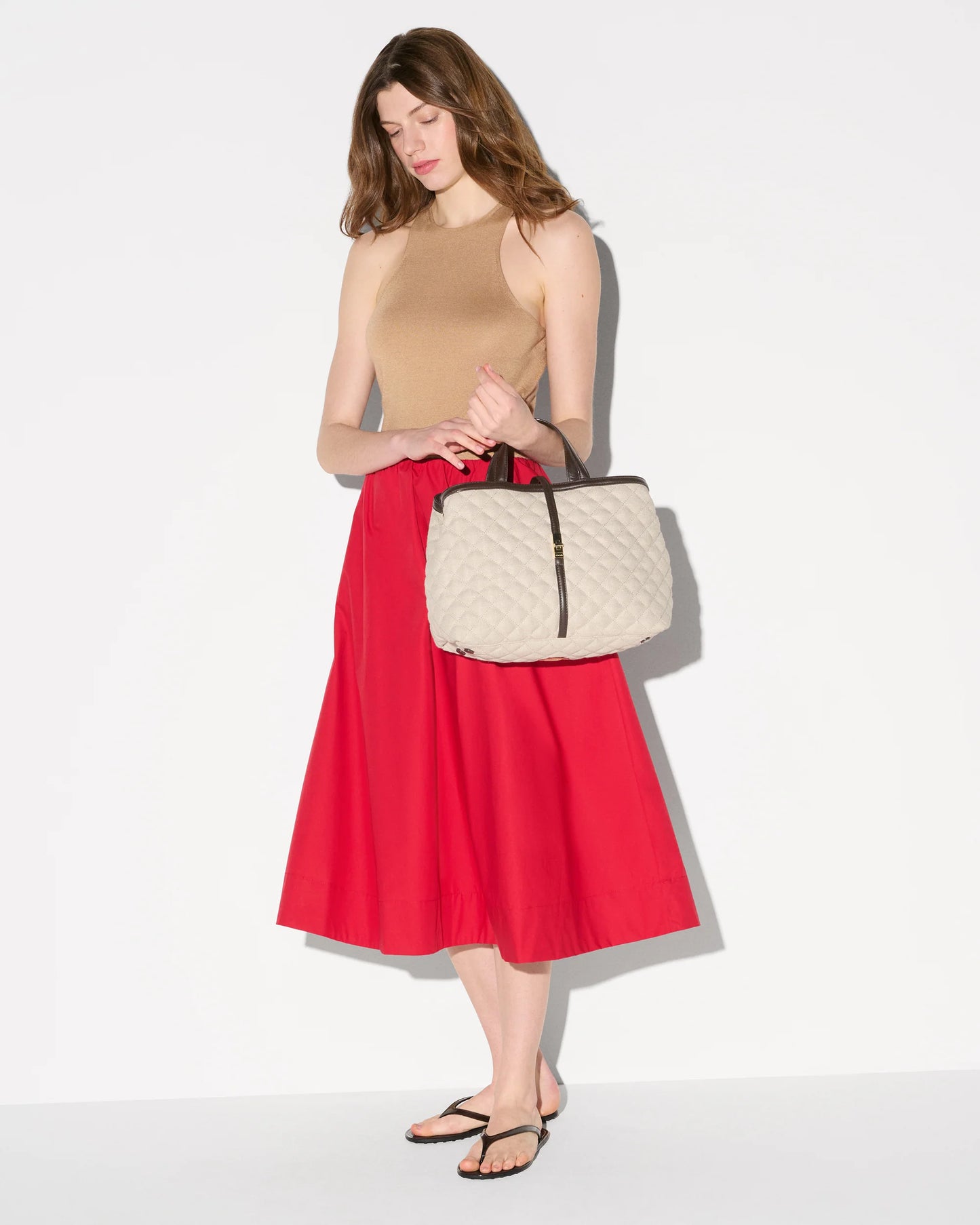 Medium Astor Top Handle Tote - Sandy Linen
