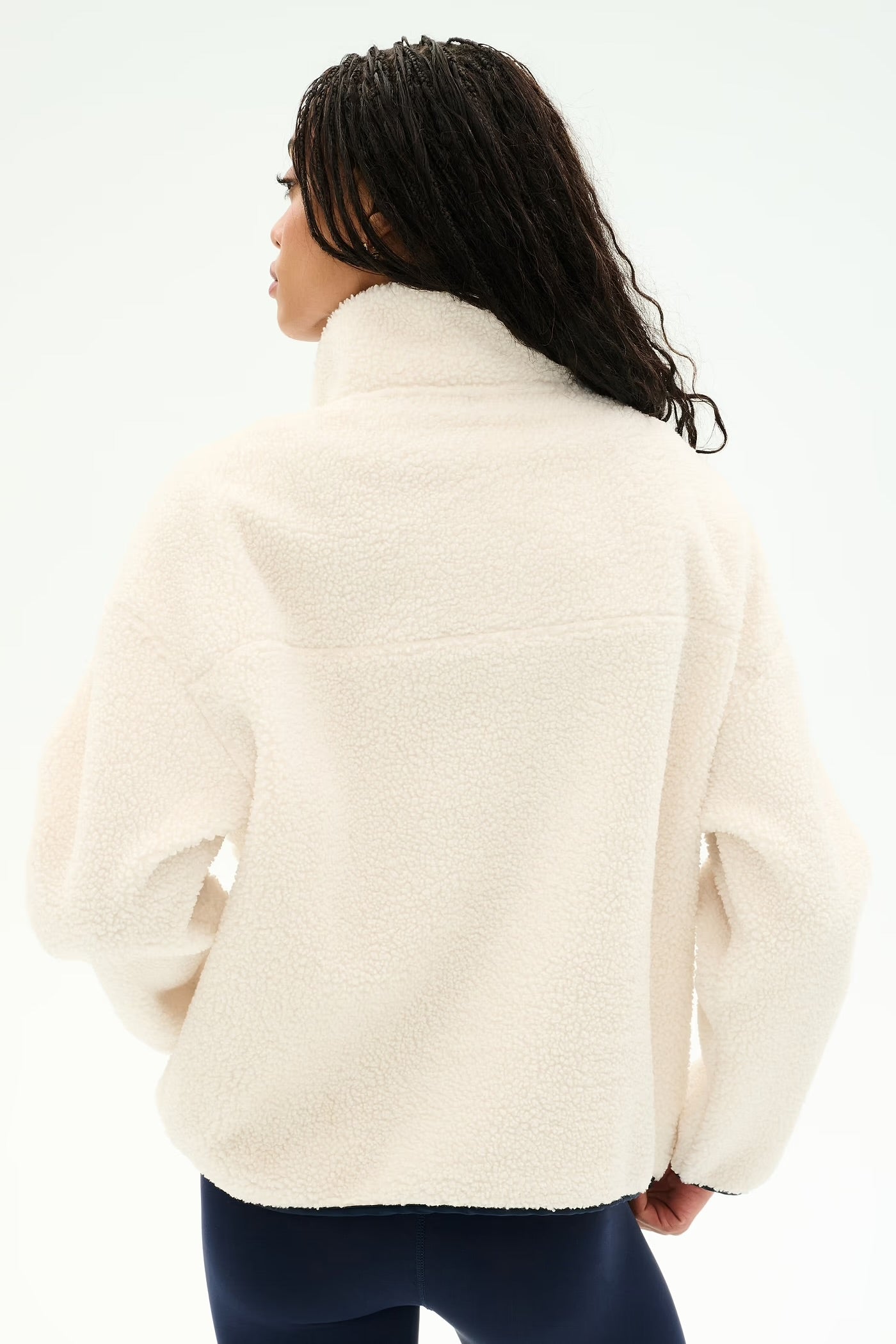 Reese Sherpa Half Zip Pullover - Crème/Indigo