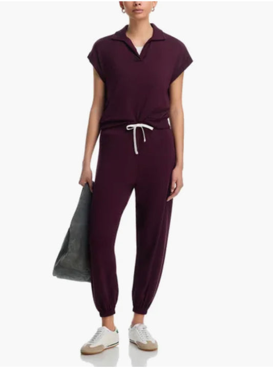 Elvie Polo/Andie Sweatpant - Dark Cherry