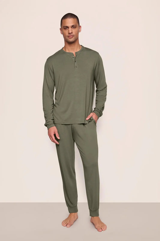 Henry Long PJ Set - Smokey Olive