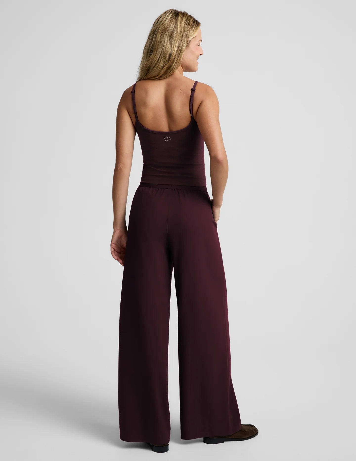 Elasticated Wide Leg Pant - Cabernet