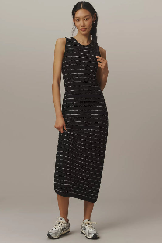 Beesley Stitch Knit Dress - Black