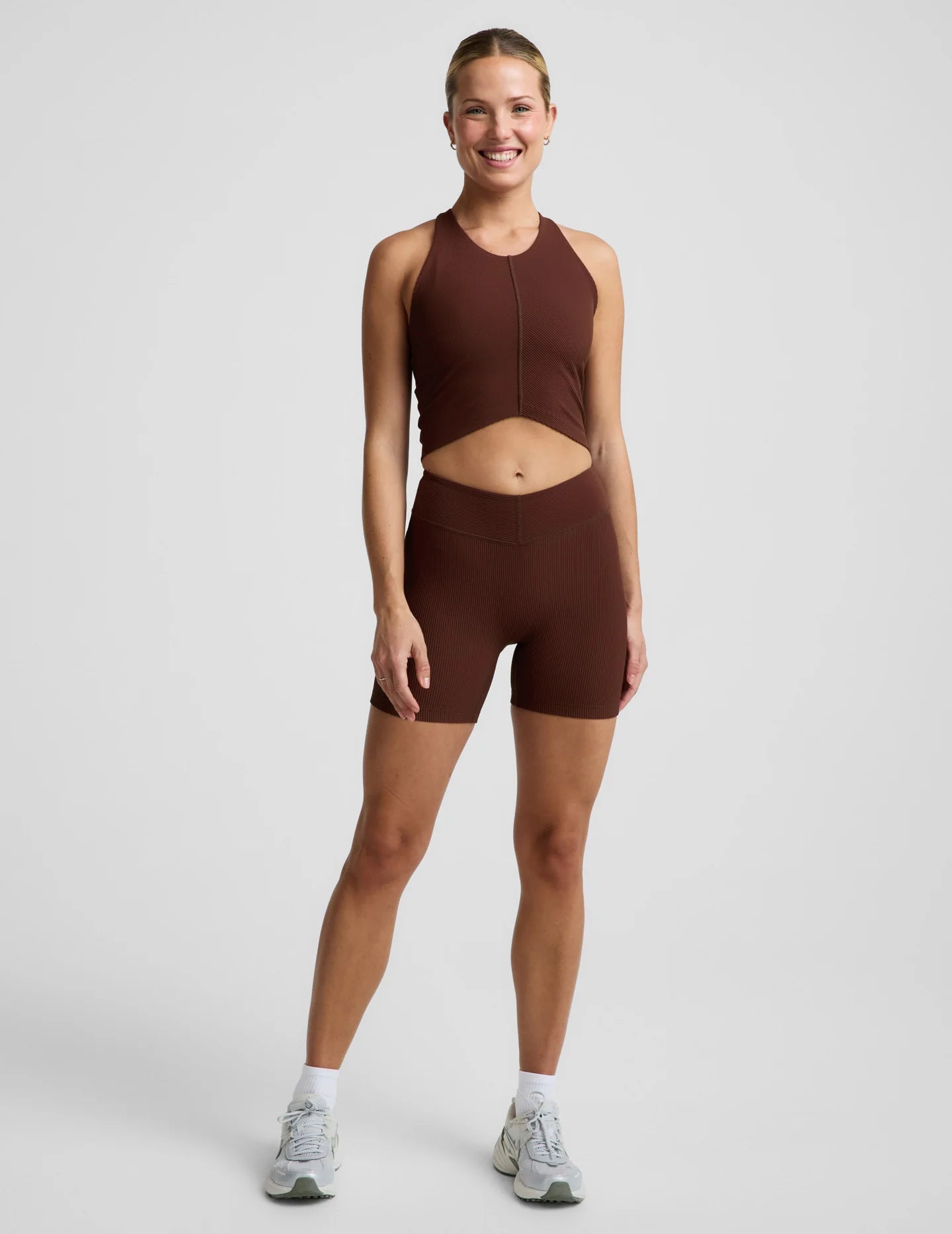 Impulse Ribbed High Neck Tank - Iced Mocha