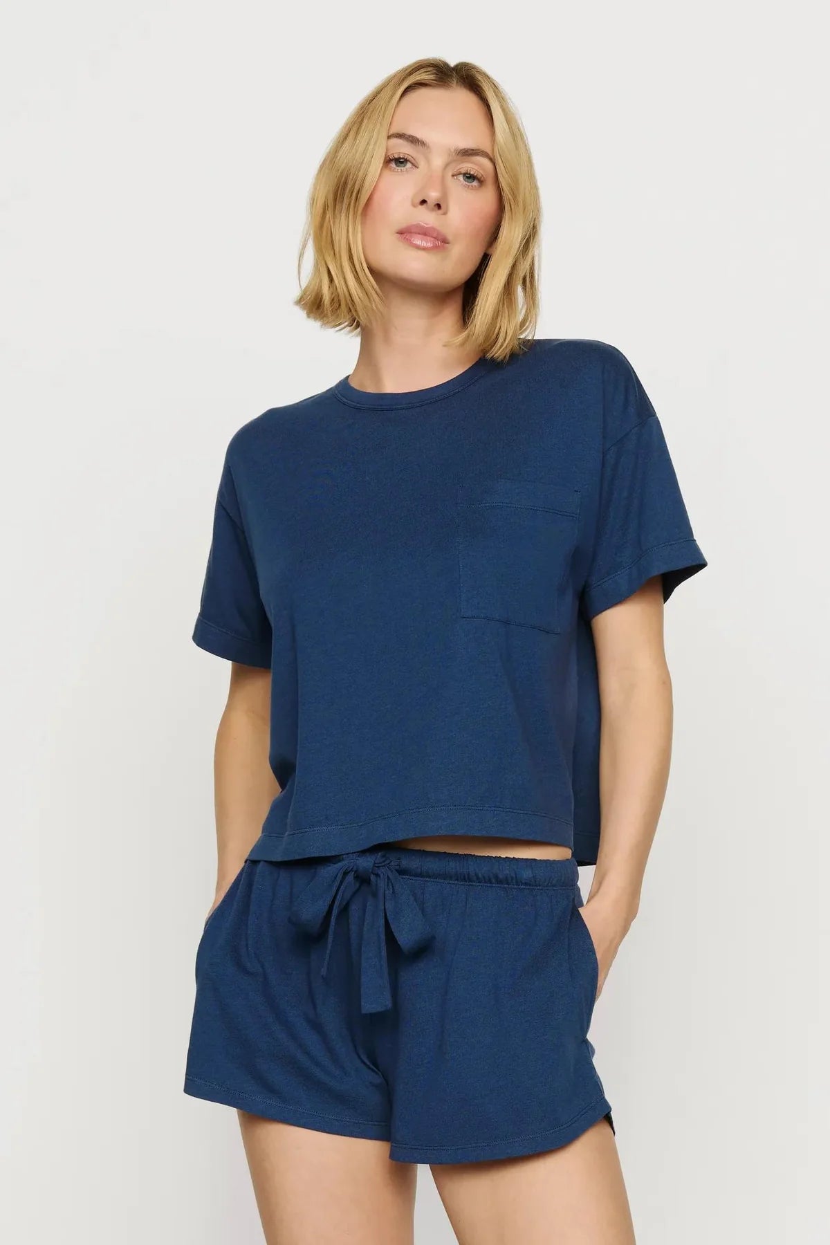 Aloe Cotton Short PJ Set - Navy