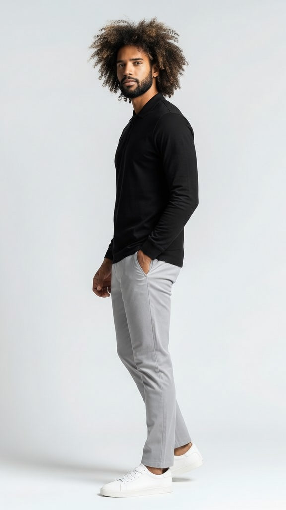 Thrive APEX L/S Polo - Black