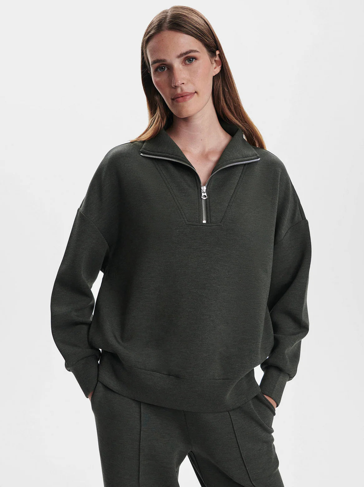 Hawley Half Zip/Rolled Cuff Pant - Olive Marble