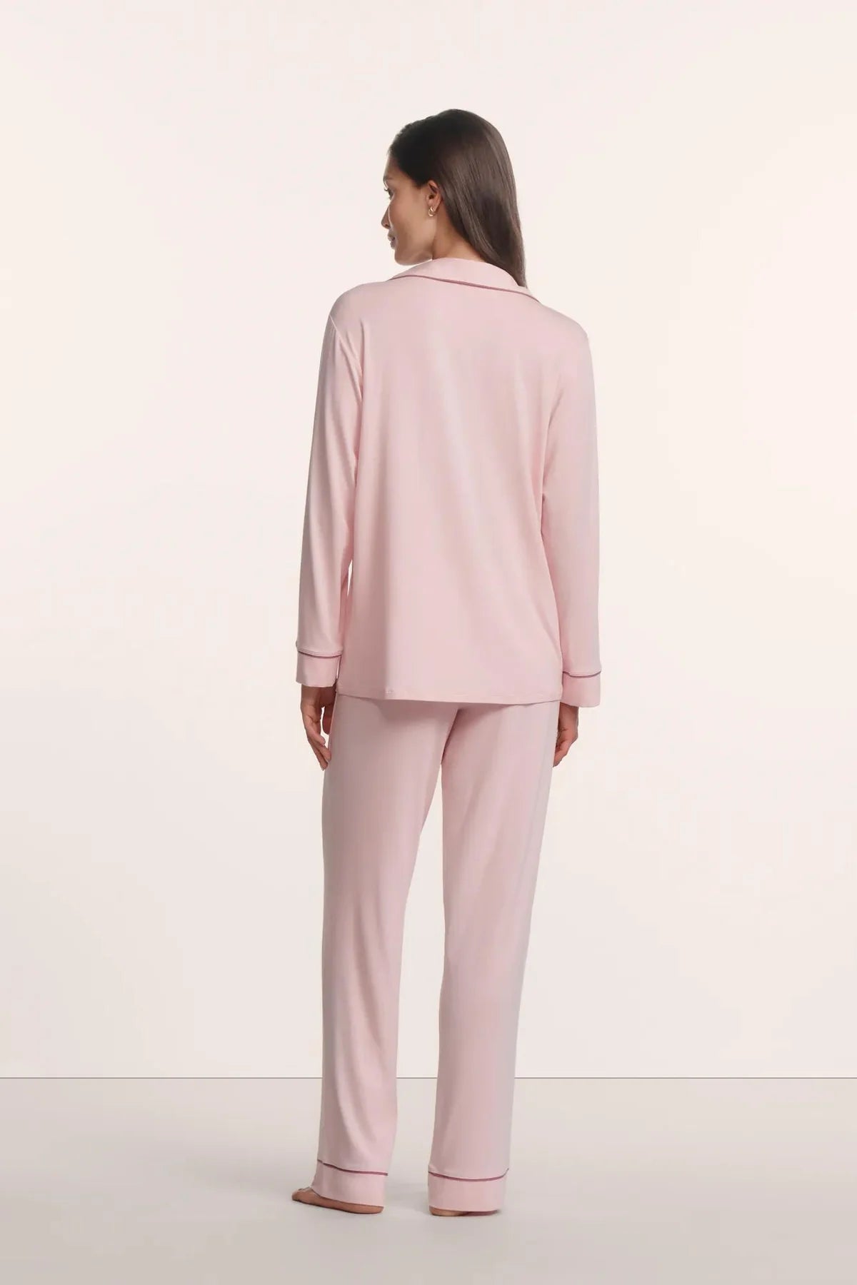 Gisele Long PJ Set - Pale Pink/Fig