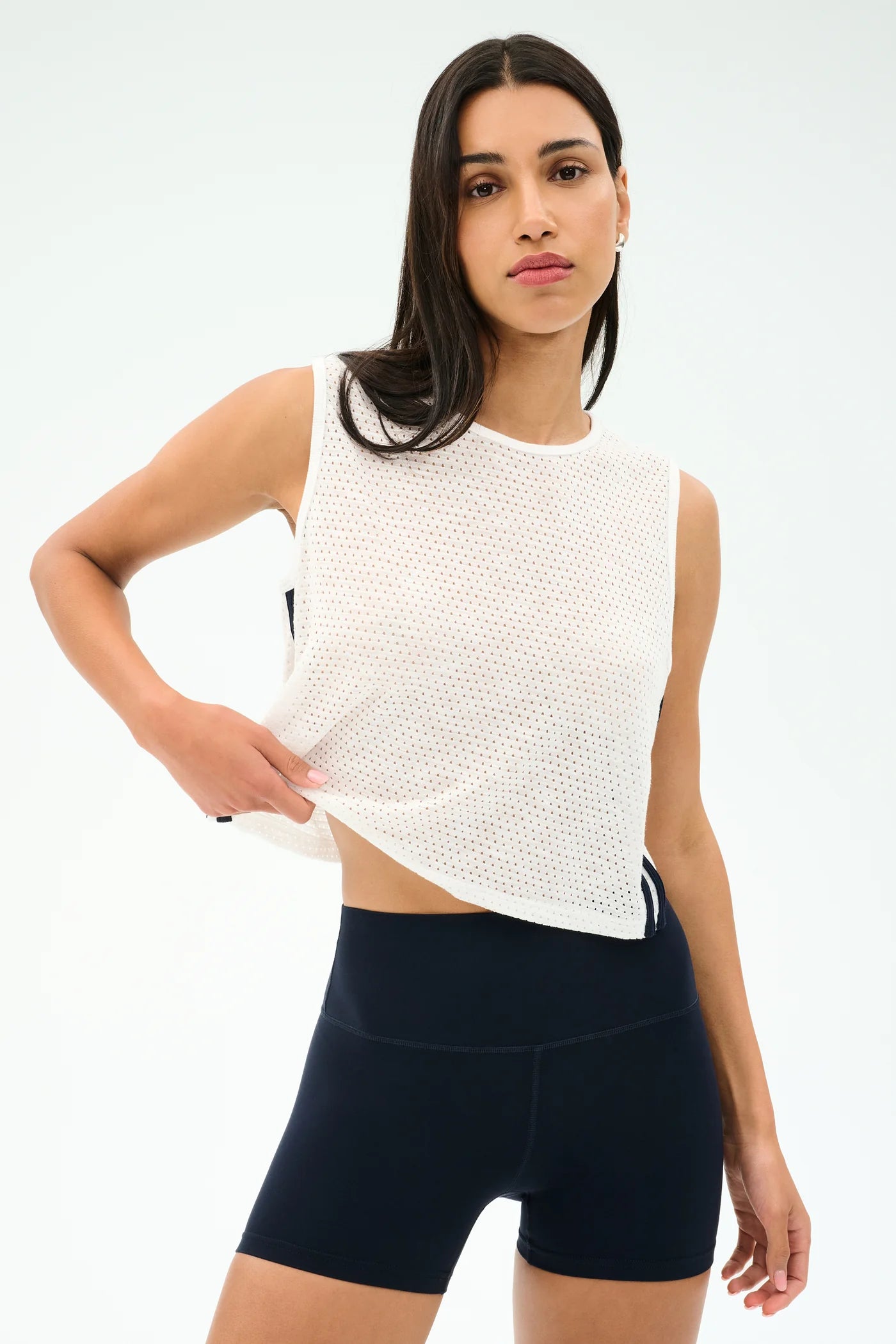 Logan Mesh Tank - White/Indigo