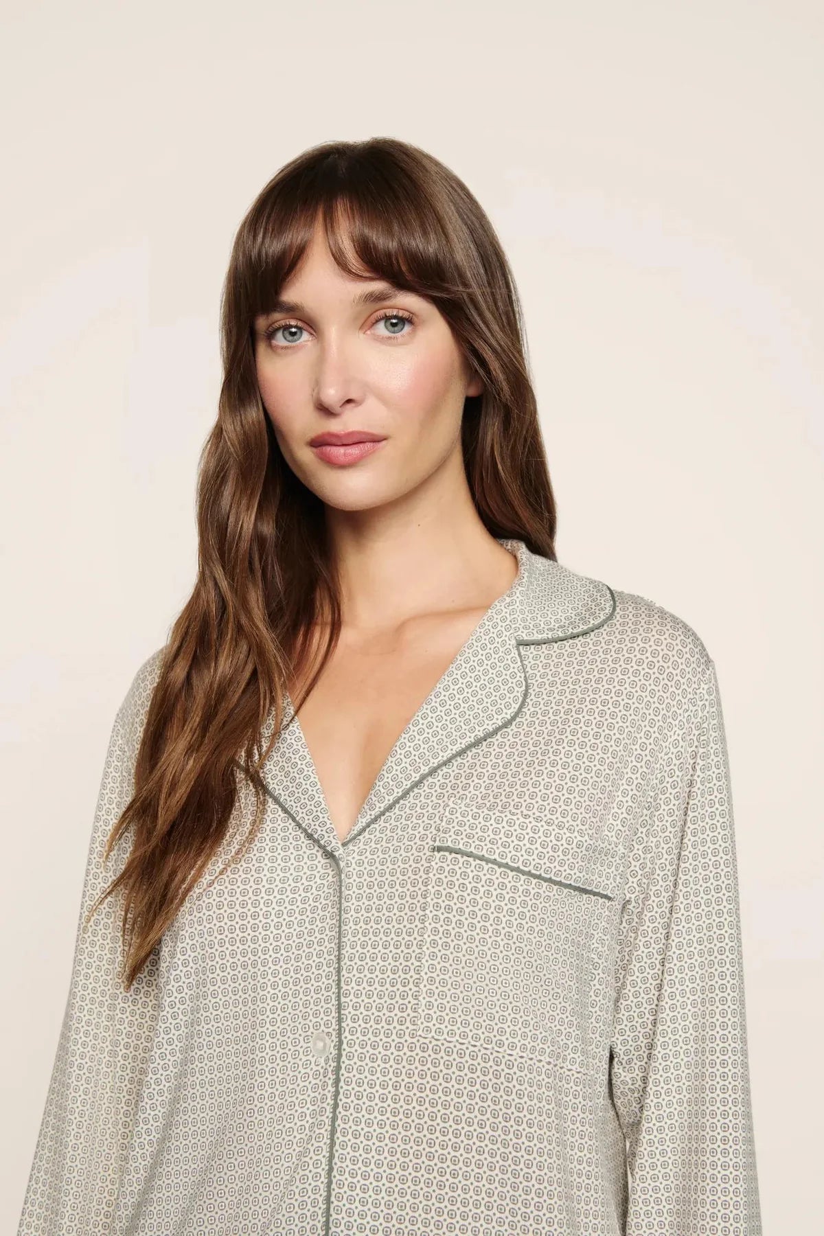 Gisele Printed Long PJ Set - Desert Sage Geo