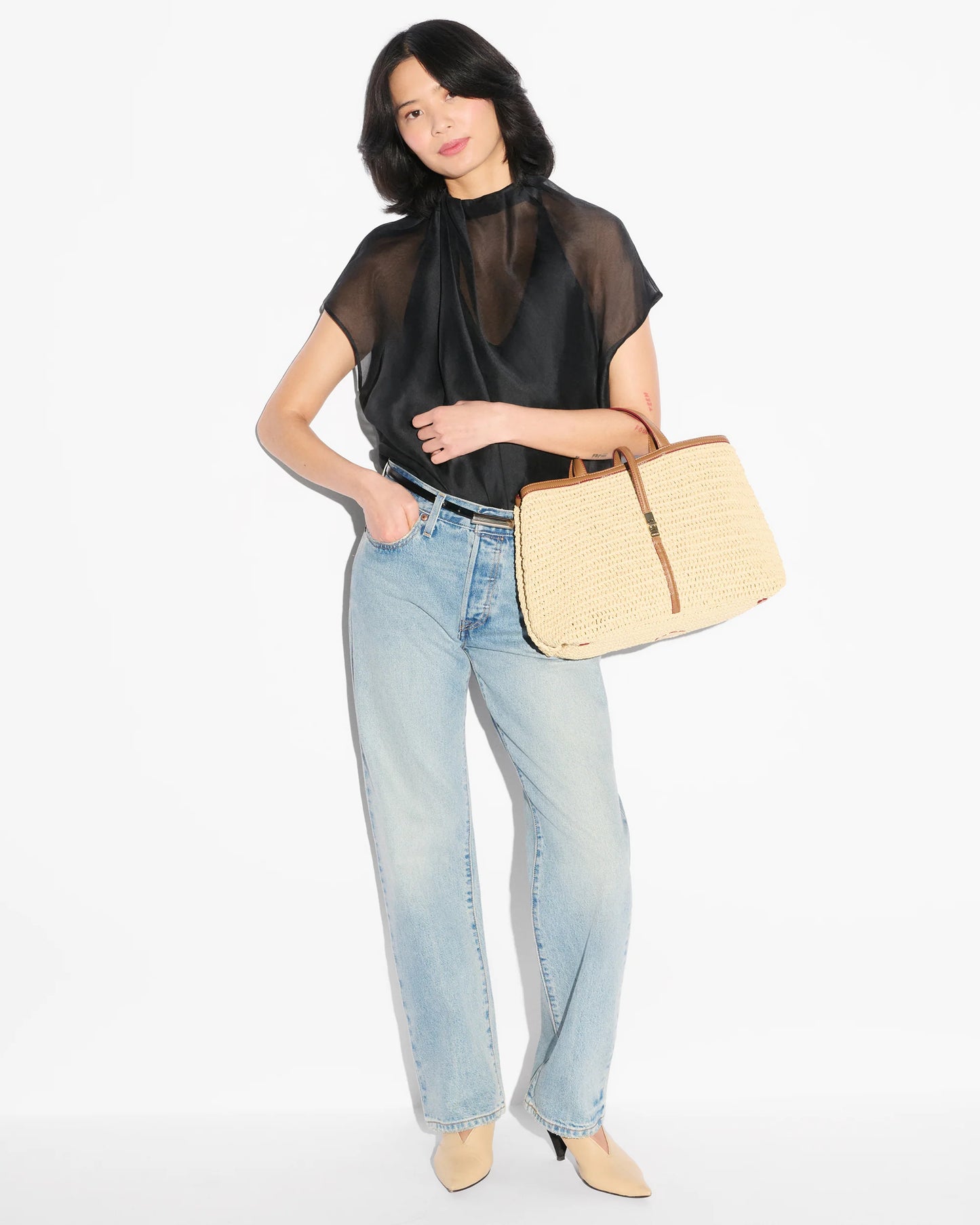 Crochet Astor Top Handle L - Camel