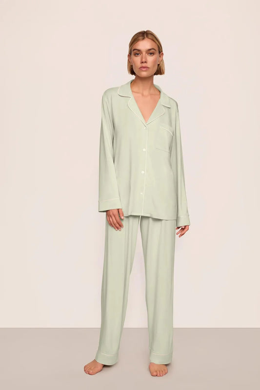 Gisele Long PJ Set - Mint Cream/Ivory