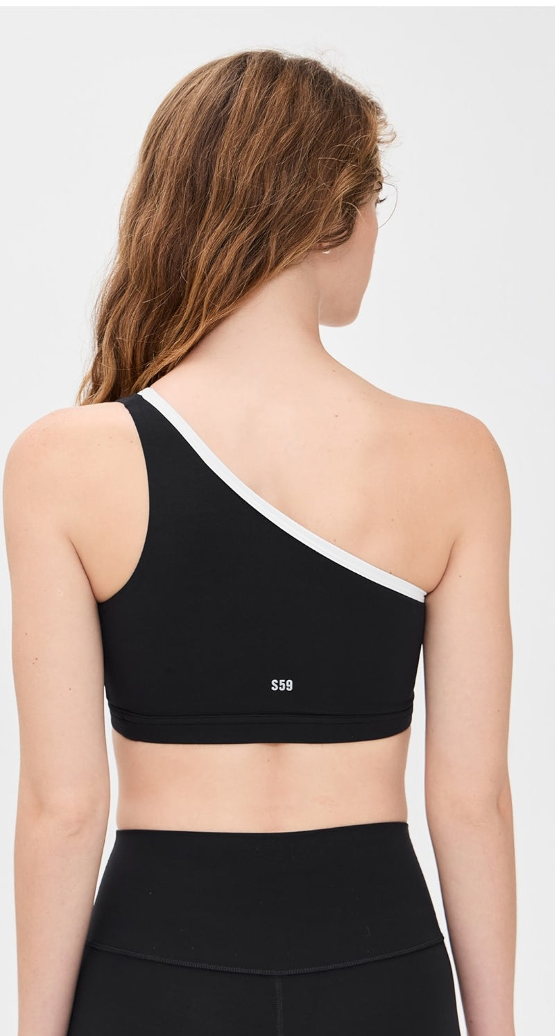 Josie One Shoulder Bra - Black/White