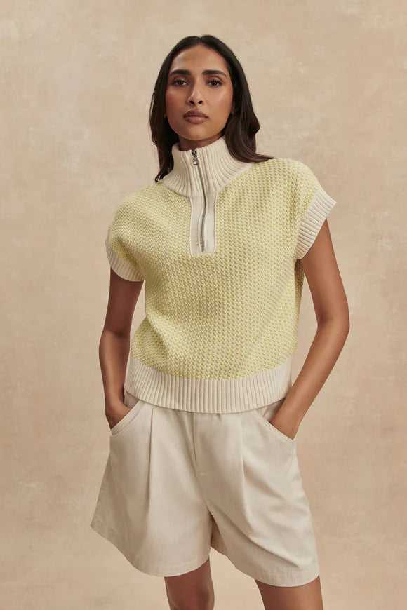Fowley Knit Top - Snow White/Limeade