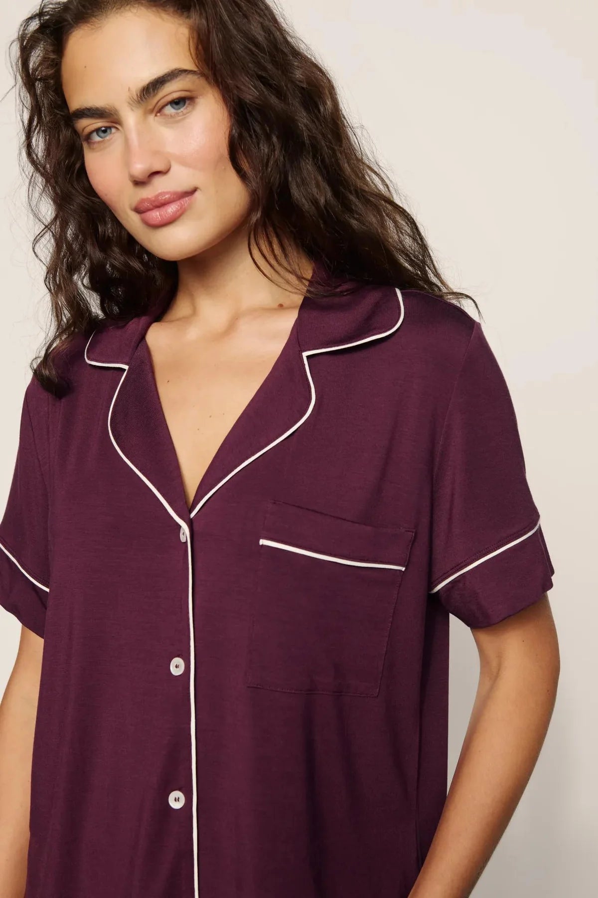 Gisele Relaxed Short PJ Set - Wildberry/Ivory