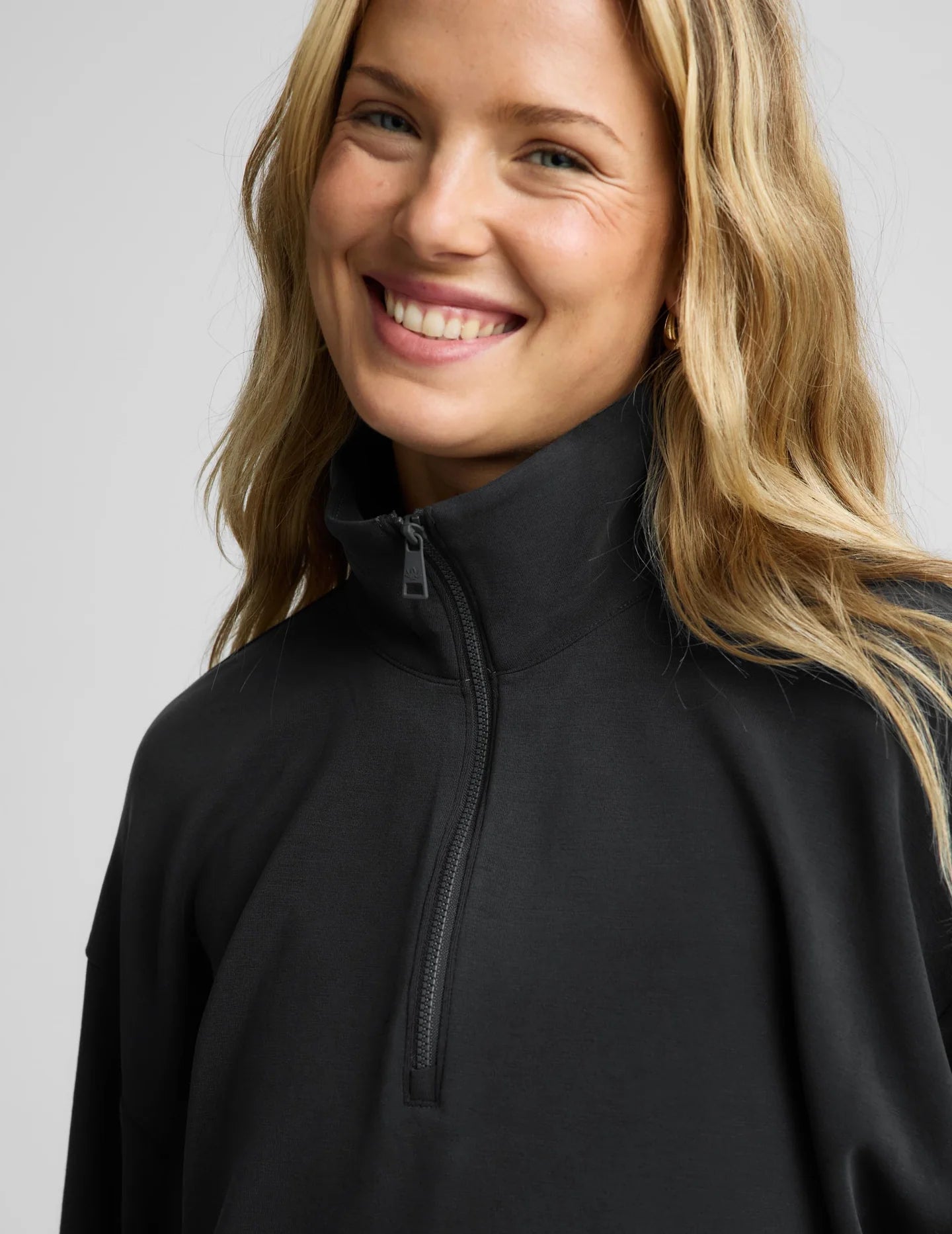 Luxe Sandwash Half Zip Pullover/Wide Leg Pant Set - Dark Charcoal
